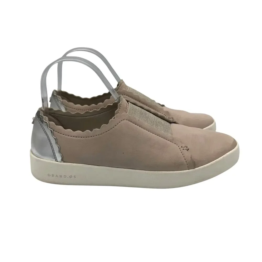 Cole Haan GrandPro Spectator Gray Nubuck Leather Scallop Slip-On Casual Sneakers